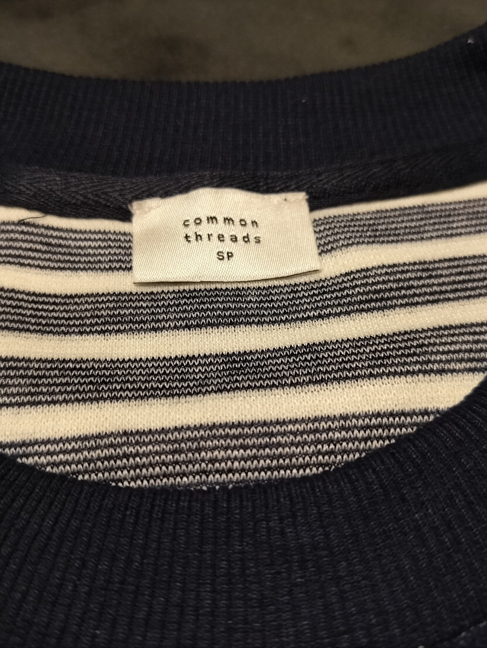 Common Threads Striped Crewneck Sweater - Navy & White - Small (SP) - Picture 5 of 6